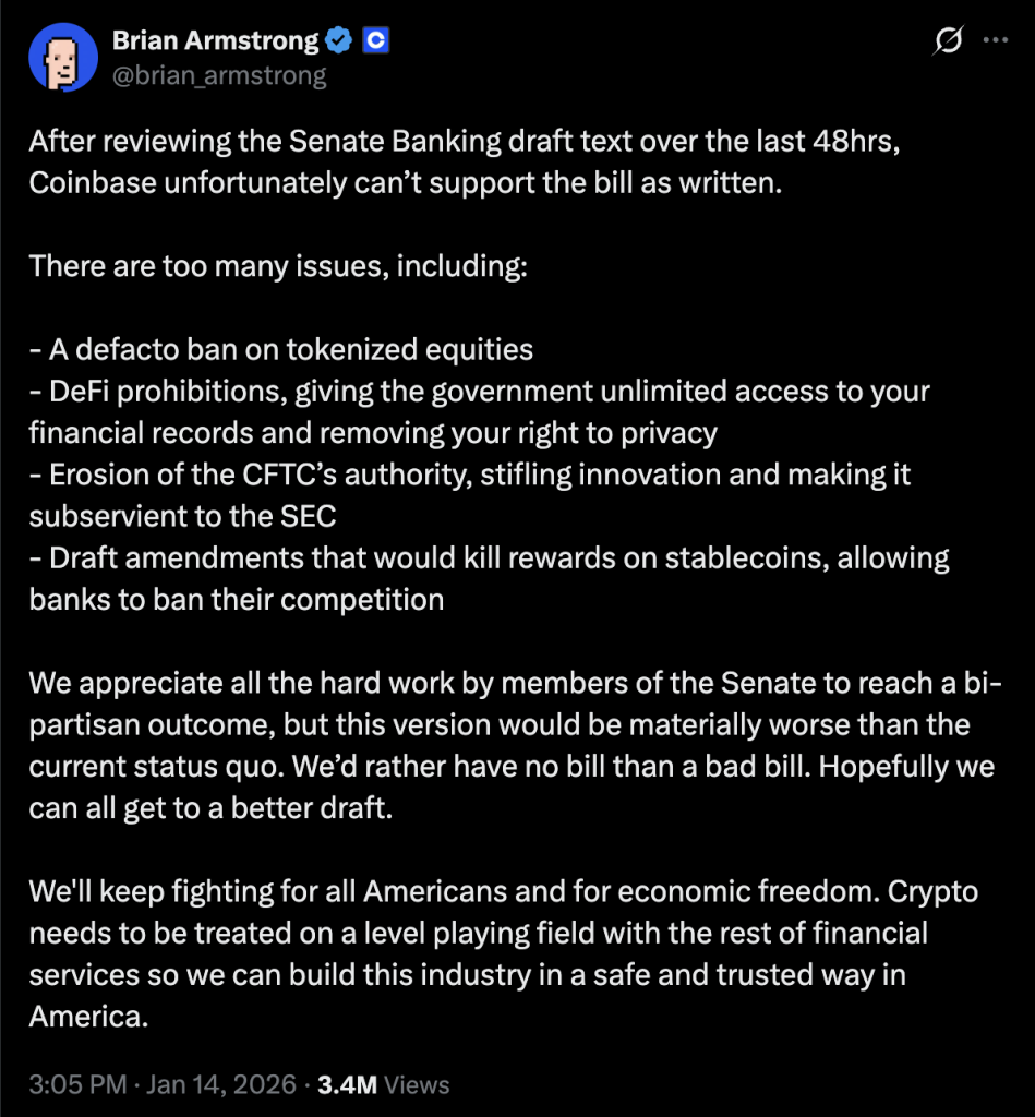 El Fracaso del Acta CLARITY Beneficia a la Industria Cripto: Analista