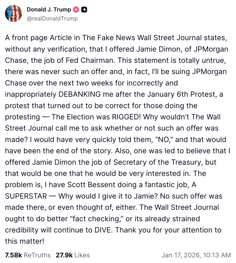 Trump demanda a JPMorgan en Florida por $5,000 millones: Informe