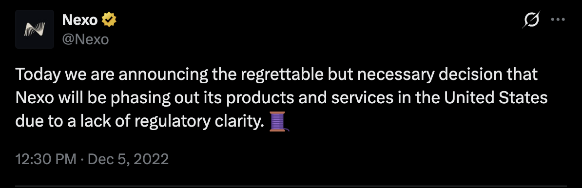 SEC, Estados Unidos, Nexo