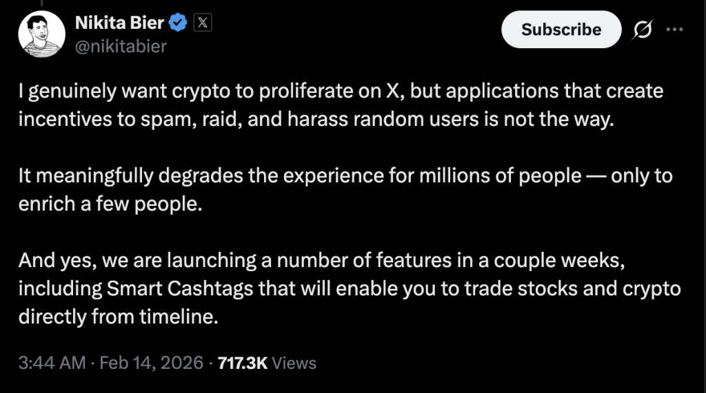 Comercio en la app de X en 'pocas' semanas