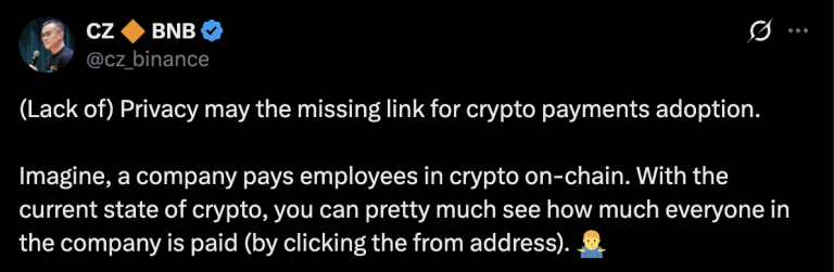 La Criptomoneda Necesita Privacidad para Escalar en Pagos: Co-Fundador de Binance, CZ