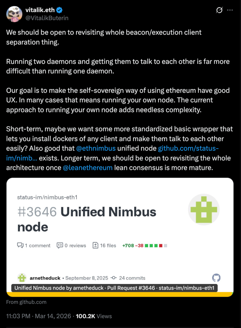 Buterin Propone Simplificar la Configuración de Nodos en Ethereum