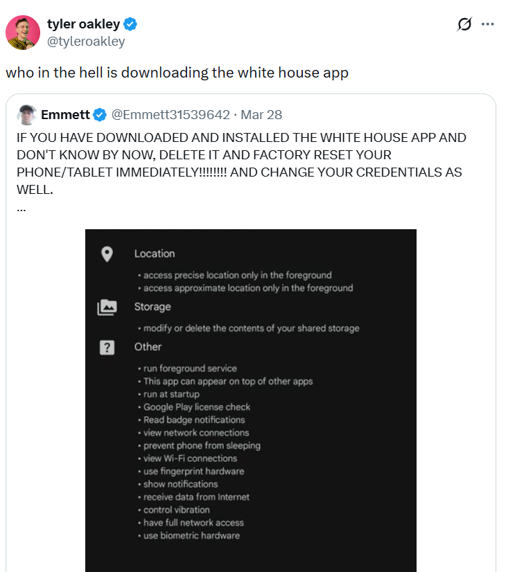 La aplicación de la Casa Blanca despierta temores de privacidad por seguimiento y recolección de datos.