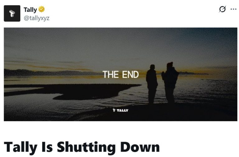 Tally Cierra Plataforma DAO y Cancela ICO Programado