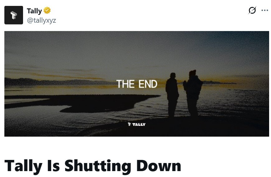 Tally Cierra Plataforma DAO y Cancela ICO Programado