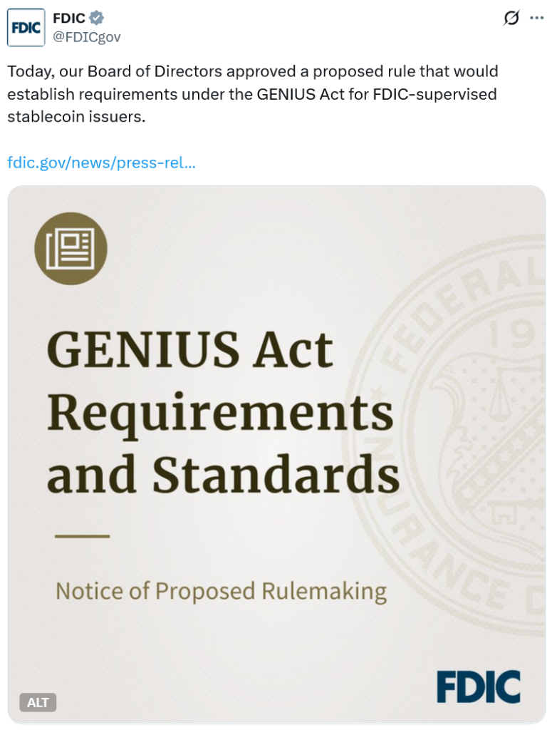 La FDIC Propone Reglas para Emisores de Stablecoins bajo la Ley GENIUS