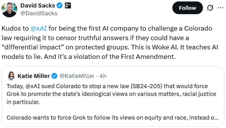 xAI de Musk demanda a Colorado por ley de IA